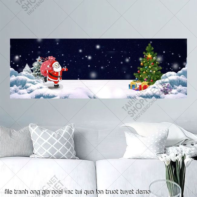 file tranh ong gia noel vac tui qua lon truot tuyet